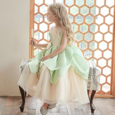 China Girl's Breathable Lotus Flower Dress Princess Tiana Skirt Mori Tied Role Play Welcoming Dress for sale