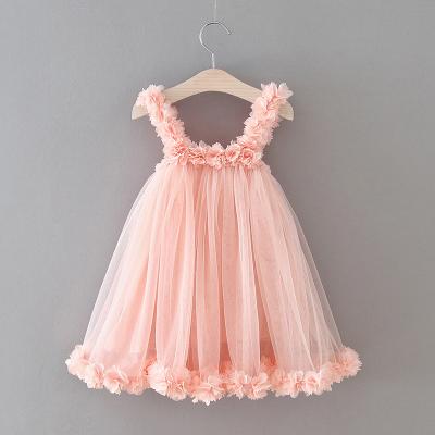 China 2023 New Breathable Kids Girls Wedding Formal Sleeveless Rose Flower Girl Dress Princess Party Dress 1 - 8 Years Old Wear for sale