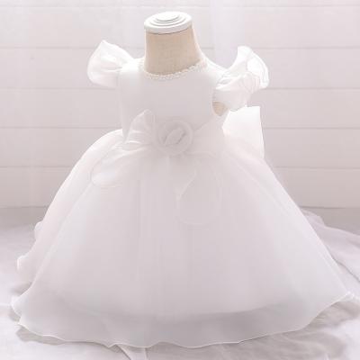 China Little Children's First Birthday Dress Solid Color Bow Princess Skirt Breathable Studio Clothing for sale