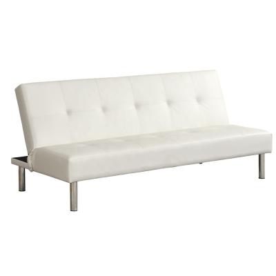 China Elegant design (height) white color adjustable tufted cushion stable chrome legs easily clean lounge futon sofa cam bed for sale