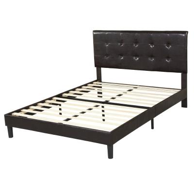 China (Other) An Adjustable Wrapping Box Design No Spring Box Needed Heavy Duty Full Queen Sizes Modern Leather Upholstered Bed Frame for sale