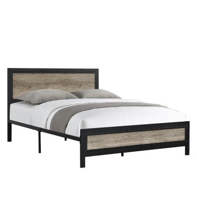 China Sturdy Rustic Country Style Metal Bed Frame With Storage Under The Latest Design Silent No Box Spring Queen Size Options Full Platform Metal Bed Frame With Wooden Headboard Storage bed below for sale