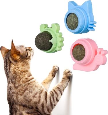 China Viable New Arrival Direct Sales 3 PCS Cat Toys Indoor Cat Wall Edible Rotating Catnip Balls Catnip Toys Balls For Cat T for sale