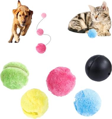 China New Arrival 2023 Viable 5 in 1 Plush Cat Rolling Robot Cleaning Floor Interactive Electric Sweeping Ball Microfiber Cat Toy for sale