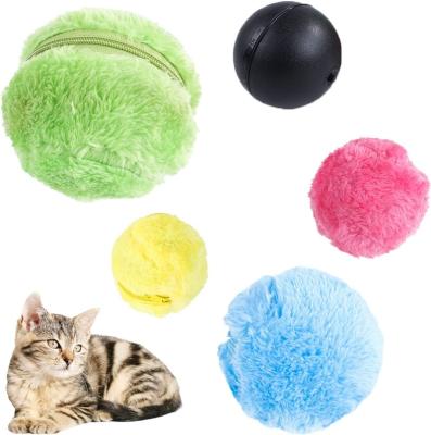 China Hot Selling Viable 5 in 1 Plush Cat Rolling Robot Cleaning Floor Interactive Electric Sweeping Ball Microfiber Cat Toy for sale