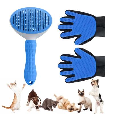 China New Arrival Viable Pet Grooming Tool Kit Kit Including Pet Hair Removal Comb and Five Finger Deshedding Brush for sale