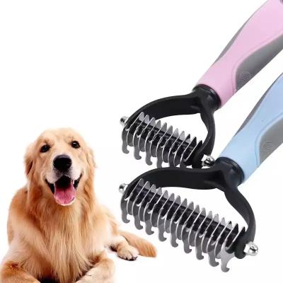 China 2023 Wholesale Viable Pet Grooming Cleaning Tool 2 in 1 Pet Comb Knot Hair Removal Mold Polisher Brush for sale