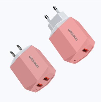 China 2021 New Design Macarons Mobile Phone ABS Shell Dual Usb Mobile Phone Quick Charger for sale