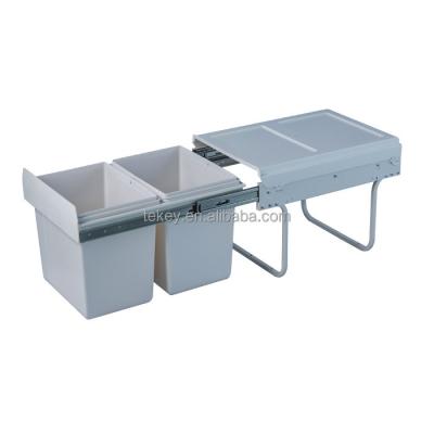 China Stocked Assemble Utility Recycling Plastic Tank Trash Hidden Cabinet Kitchen Door Soft Closing Bin for sale