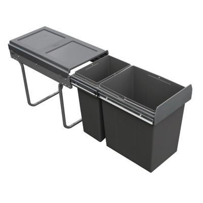 China Soft Close Stored Pull Out Double Compartment Waste Bin For 400mm Cabinet for sale