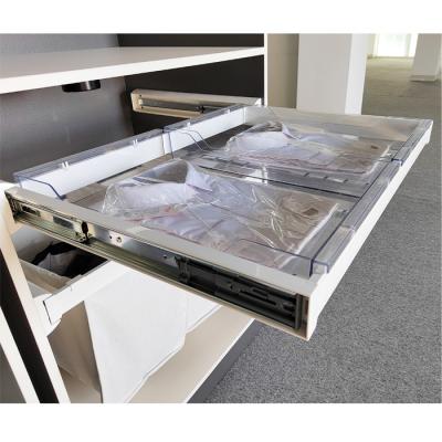 China (Others) Adjustable Clear Acrylic Pull Out Wardrobe Tray With Divider For 600/900mm Wardrobe for sale