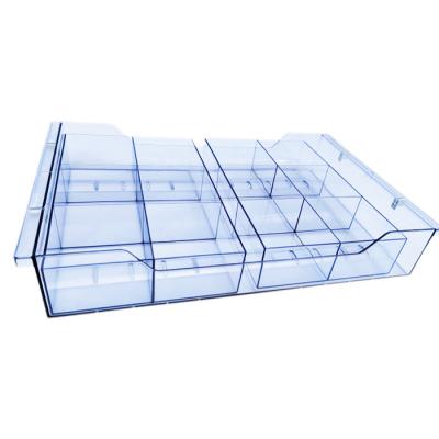 China Pull Out Wholesale Clear DIY Jewelry Organizer Earrings Holder With 6 Compartments Acrylic Jewelry Drawer Divider for sale