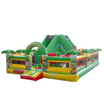 China PVC 2022 Best Selling Customizable Forest Slide Bounce House Inflatable Green Slide for sale