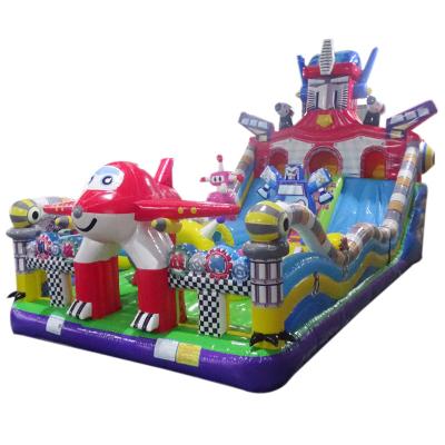 China PVC 2022 Limited Time Supply 12*6m Big Cartoon Mechanical God Of War Amusement Inflatable Slide Park for sale