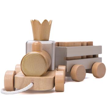 China Educational building block little piece new style common children educational toys train wooden pull cart block train pull push toys for sale