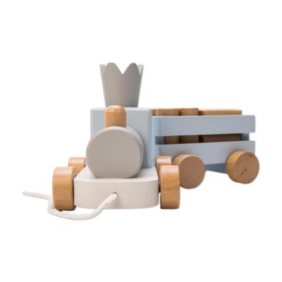 China Solid Wood RTS Baby Building Blocks Truck Toys Vehicles WD Toys Road Train Blocks Wooden Toys For 1 Year Old Baby OEM ODM for sale