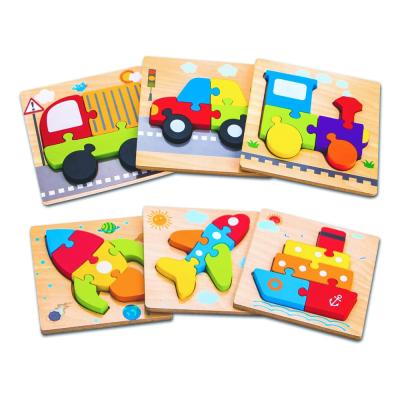 China Cartoon toy 6 in 1 wholesale 3x3x3 cube puzzle animal intellectual urban toys for children six in one Montessori wooden educational toys for sale