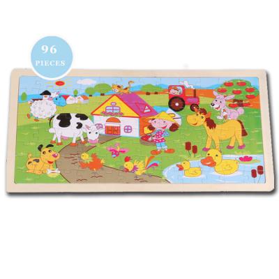 China Cartoon Toy Learning Toys Children Wooden Toys Kids Animated Jigsaw Puzzle 100 Wooden Pieces Educational Brain Toys for sale