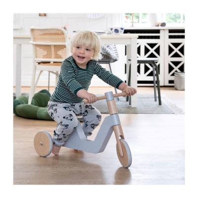 China WOODDYTOY Balancing Bike Scooter Pastel Blue Ride On Wooden Children Three Wheels Car Push Balance Bike Toy for sale