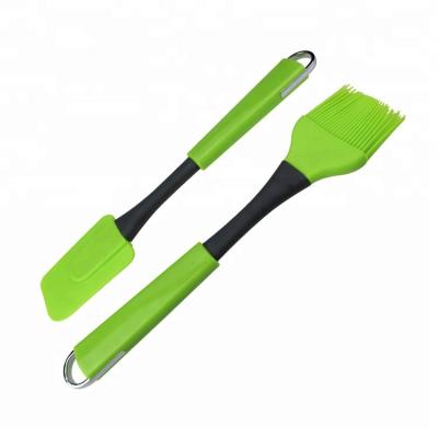 China Non Viable Stick Green 2 Pieces Butter Spatula Silicone Basting Cooking Oil Brush for sale