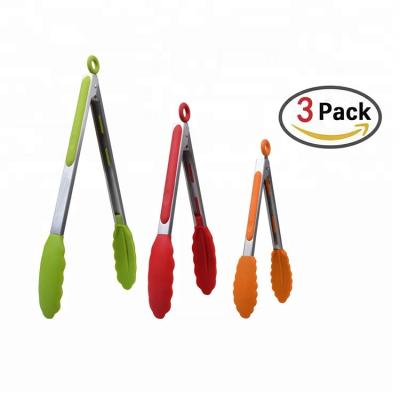 China Amazon Kitchen 3 Pcs Viable Hot Selling Scissor Tongs Set Stainless Steel Food Pasta Serving Tongs for sale