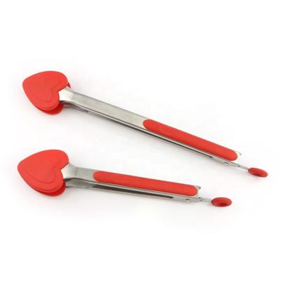 China Viable Promotional Gifts Creative Silicone Heart Shaped Tongs Bread Clips Baking Tools for sale