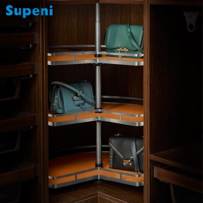 China Supeni Sustainable 360 ​​Degree Double-Layer Turntable For Corner Storage Of Sideboards Rotating Shelf for sale