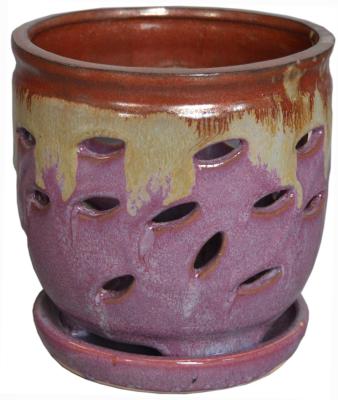 China New Contemporary Type Perfect Amazing Wholesale Price Ceramic Orchid Pot Glazed Pink Orchid Pot for sale