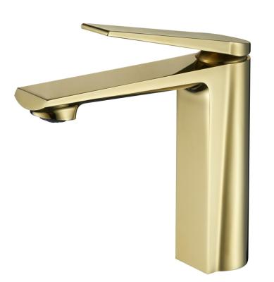 China Faucets Factory Price Simple Design Bathroom Water Metered Taps Washroom Sink Mixer Tap Brass Faucet Gold Basin Faucets for sale