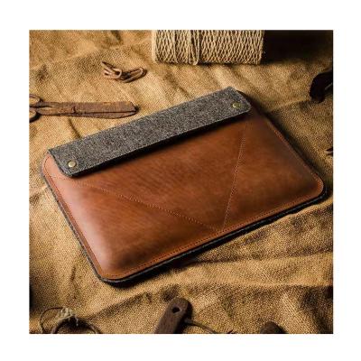 China Multifunctional Vintage Felt and Leather Notebook Cover Case Tablet PC Bag Laptop Protector Bag for Macbook Air pro for sale