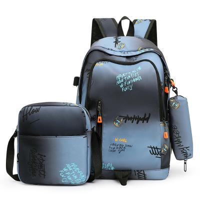 China GPS High Quality 3 PCS Students Backpack Sling Bags Set Fashion Printed Schoolbags Causal Travel Backpacks for sale