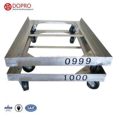 China China Factory 4 Industrial Wheels Loading Moving Heavy Duty Stainless Steel Container Trolley for sale