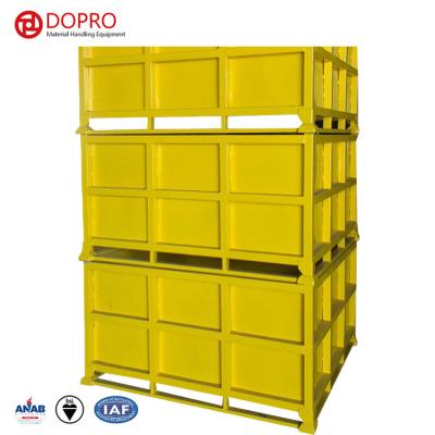 China Crack Heavy Duty Stacking Steel Metal Storage Box Transport Pallet Cage Container for sale