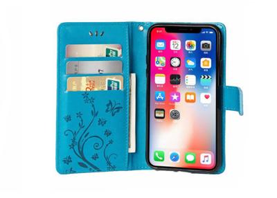 China Butterfly Pattern Wallet Leather Case Blue / iPhone 8 Plus Leather Wallet Case for sale