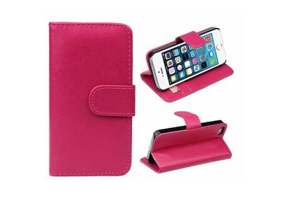 China Rose Red Leather Wallet Flip Case / Apple iPhone 5 5S Cell Phone Leather Case for sale