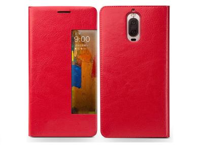 China Auto Wake Up Huawei Genuine Leather Case  / Genuine Leather Flip Case Red for sale