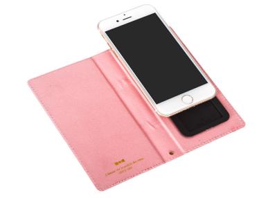 China Fashionable Pink Leather Wallet Flip Case With Card Pockets SGS / CE Certificate for sale