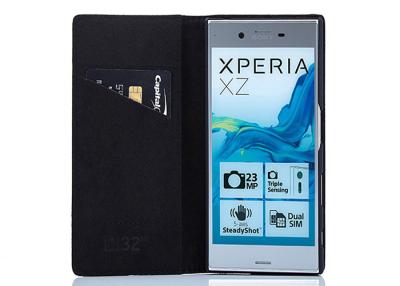 China Black Classic Sony Xperia XZ Leather Case With Card Slot , Full Protective for sale