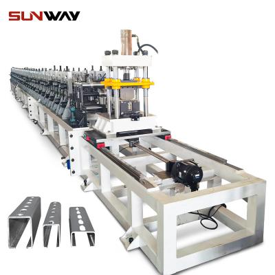 China Hotels C Channel C41mm Photovolta Standalone Solar Support Roll Forming Machine Automatic Solar Panel Framing Machine For JA Solar for sale