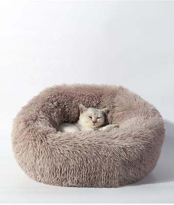 China Breathable Multiple Sizes Long Plush Animal Sleep Cushion Cat Round Bed Soft Pet Warm Products for sale