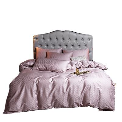 China New Nondisposable Luxury Pure Cotton 4 PCS Comforter Set Sheet Cover Sets Jacquard Comforter Lace Bedding Set Made in China Plain for sale