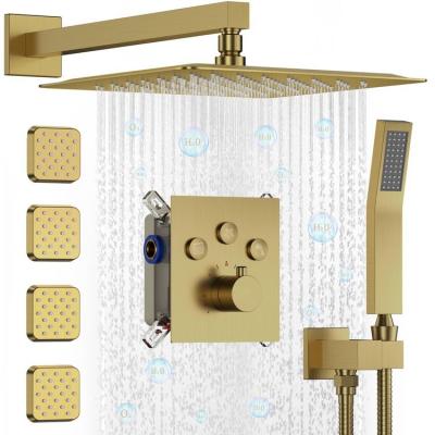 China Without Slide Bar Gold Bathroom Hot Selling Hidden Faucets Shower Set Stainless Steel Shower Faucet Set for sale