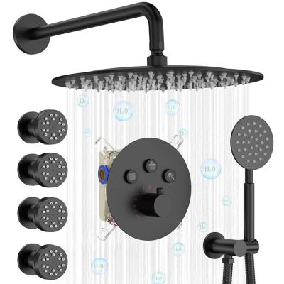 China Without Slide Bar New Products Thermostatic Faucet Shower Set Polished Chrome Matte Black Faucet Head Set for sale