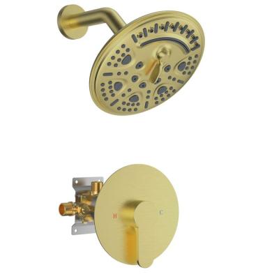 China Without Bath Main Body Bathroom Sliding Bar Shower Panel Gold Brass Shower Panel for sale