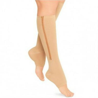 China Breathable Compression Zipper Socks Support Open Toe Zipper Stockings Unisex Medical for sale