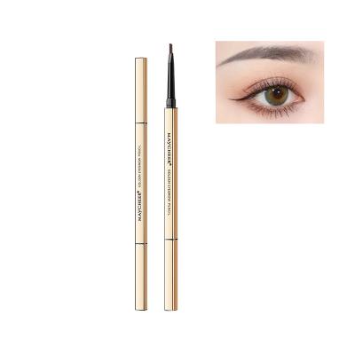 China Wholesale Waterproof Gold Tube Black Eyebrow Pencil Waterproof Slim Eyebrow Pencil With Brush Custom for sale