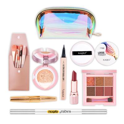 China Durable Wholesale Private Label High Quality Cosmetics 7 Pieces Set Free 8 Makeup Brush Set and Cosmetic Bag Beginner Makeup Set for sale