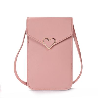 China Korean Hot Selling Fashion Style Women PU Leather Touch Screen Mini Phone Pouch Satchel Mini Mobile Phone Bag for sale