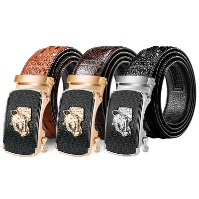 China Fashion.Casual.Business PW013 Custom Adjustable Genuine Cowhide Leather Belt Crocodile Automatic Belt Men Black Genuine Leather Belts for sale