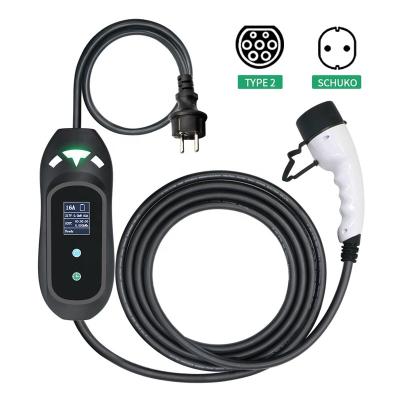 China New Energy Vehicle Parts Electric Car 16A 32A Mode2 EVSE Charging Box Level 2 Portable EV Charger Cable Type 1 Type 2 to schuko Plug for sale